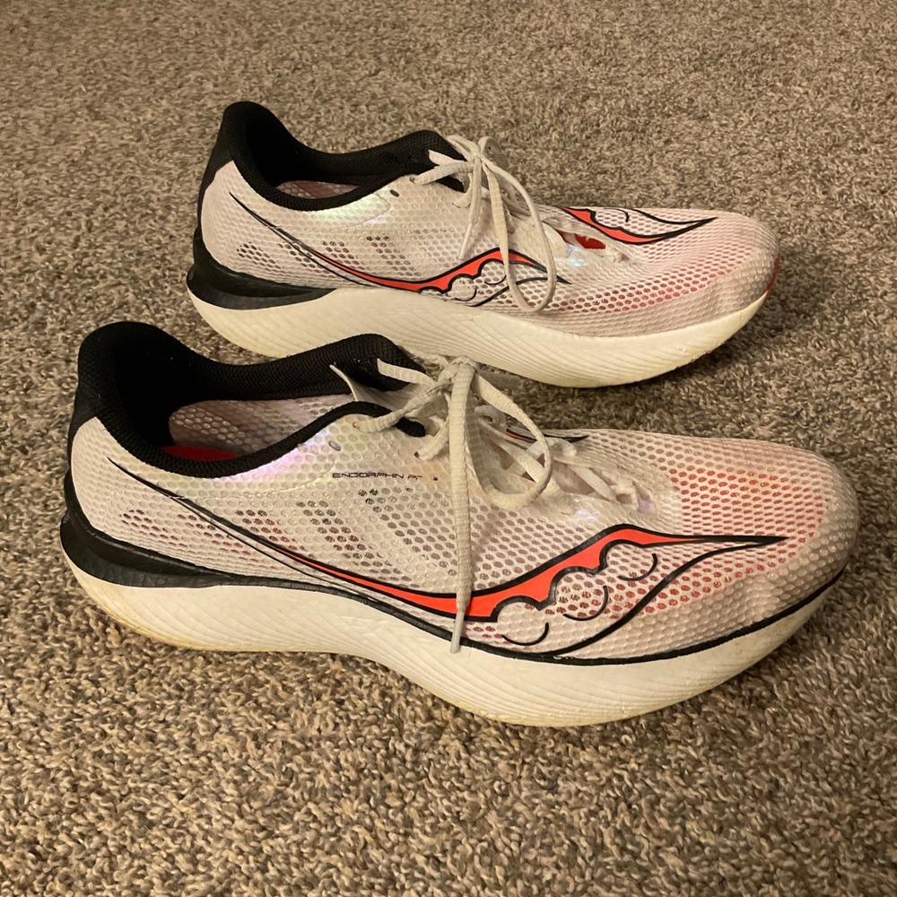 Saucony Endorphin Pro 3 Running Shoes 15 White Red Carbon Plate Trainer